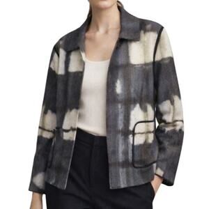 Lafayette 148  Open‎ Front Blazer Womens M Multi Abstract Artsy Jacket Workwear